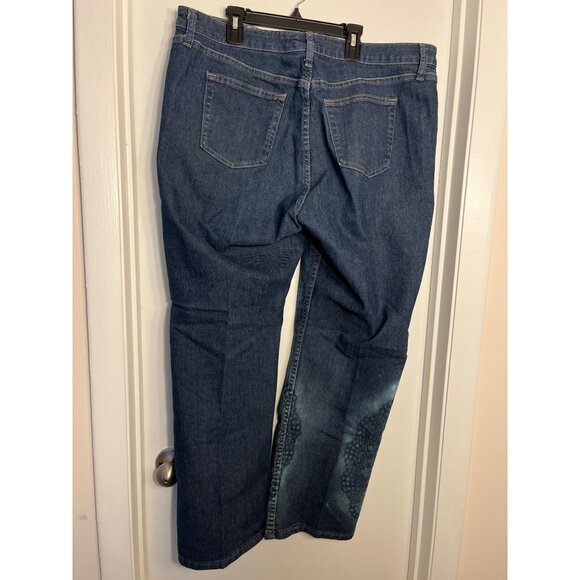 Riders By Lee Womens Custom Bleach Art Jeans Size 18 P Blue Denim Star Flower - Picture 2 of 8